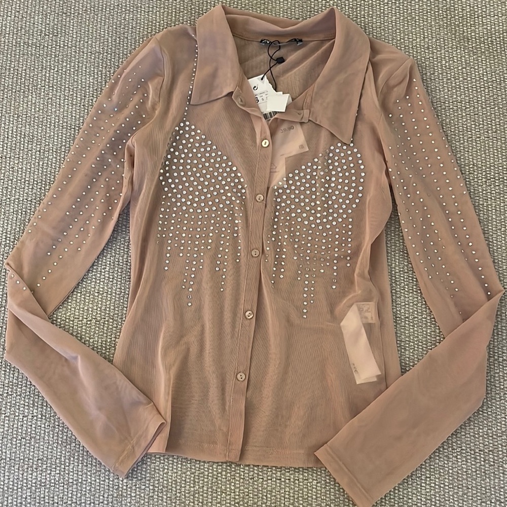 Zara nude mesh top w jewels - Picture 6 of 8